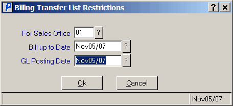 CT42 Billing Transfer List Restrictions 