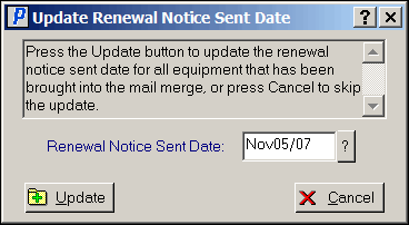 Update Renewal Notice Sent Date(CT52)