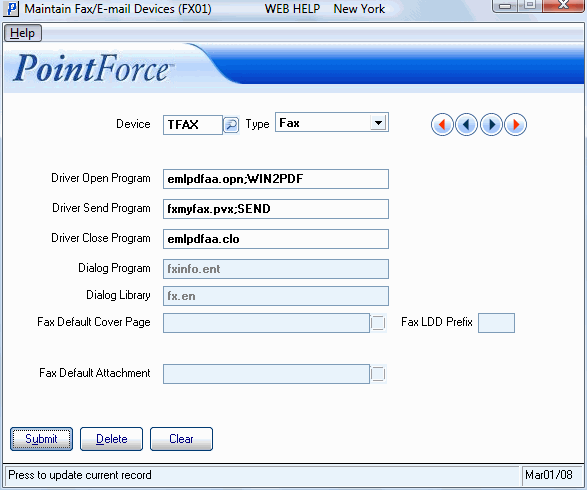 Example of FX01 Fax