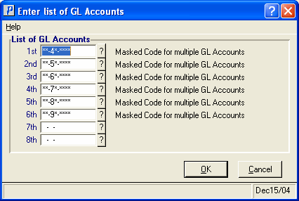 Enter List of Accounts