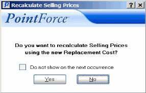 Recalc selling prices