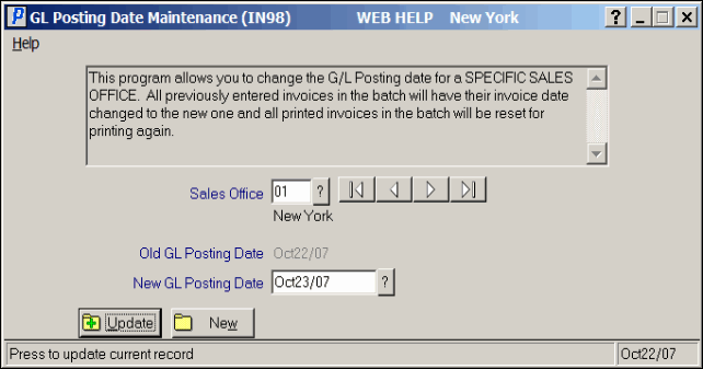 GL Posting Date Maintenance (IN98)