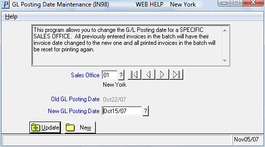 GL Posting Date Maintenance (IN98)