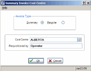 Summary Invoice Cost Centre