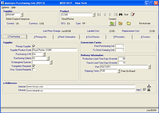 Maintain Purchasing Info (PO13)