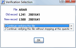 RM85 Verification Selection