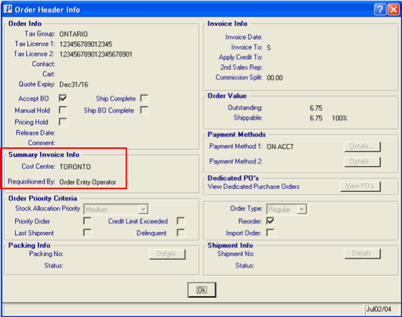 OE45/IN45 Summary Invoicing