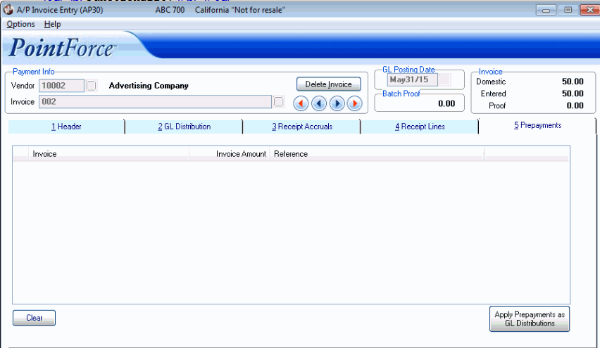 AP30/Prepayments