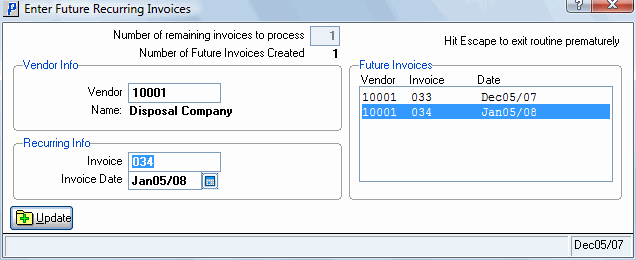 AP30 Recurring Invoices