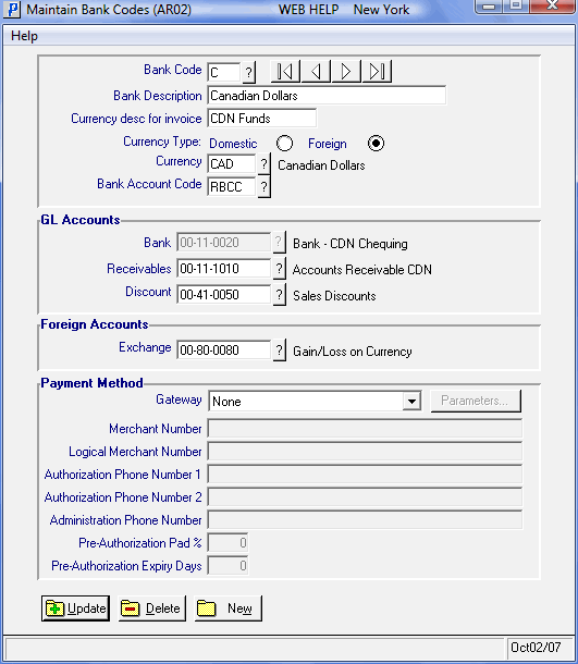 Maintain Bank Codes