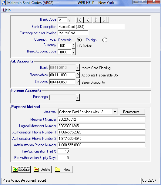 Maintain Bank Codes