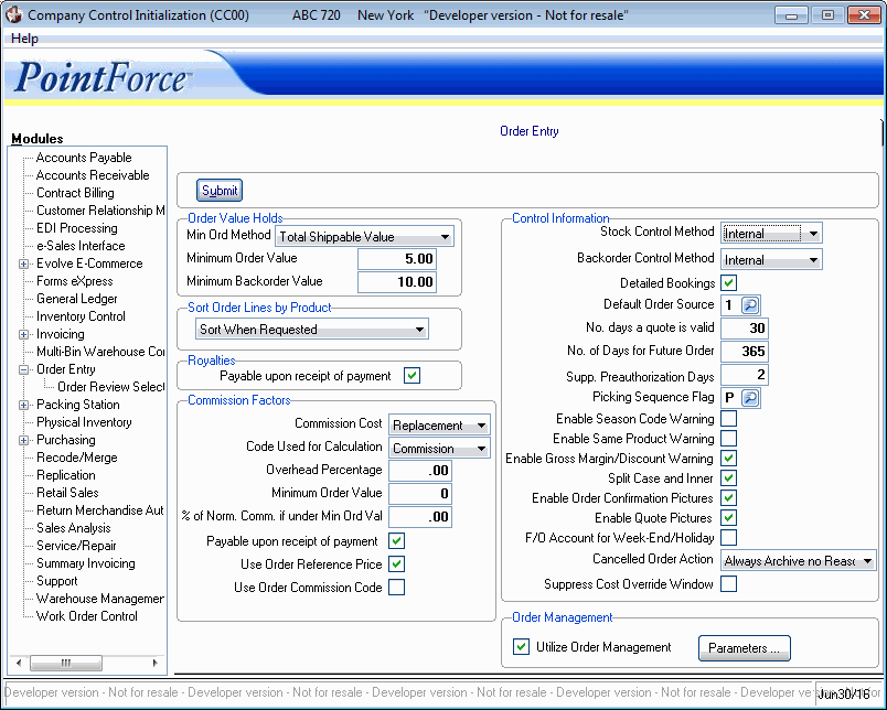 CC00 Order Entry