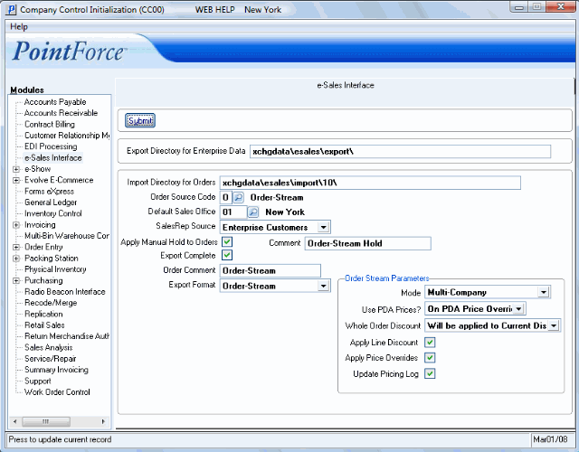 e-Sales Interface