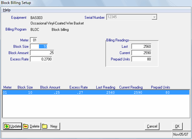 Block Billing Setup