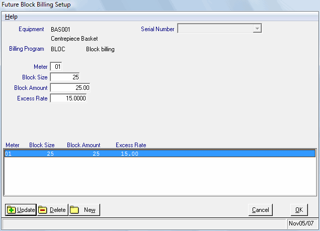 Block Billing Setup