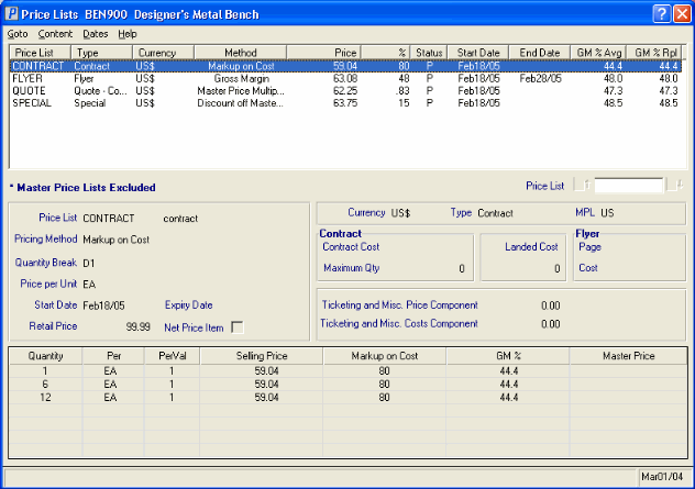 Price Lists