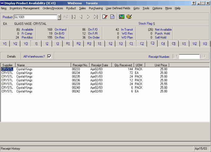 C3 - Receipt History