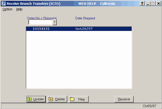 Receive Branch Transfer (IC55)