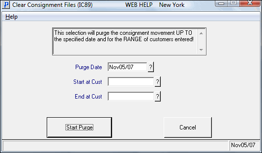 Clear Consignment Files (IC89)