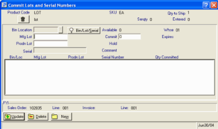 Commit Lots and Serial Numbers