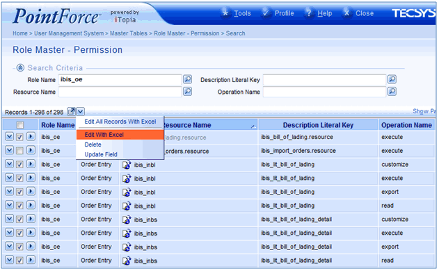 Excel with Role Master Perm