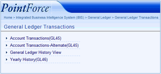 GL Transactions Menu