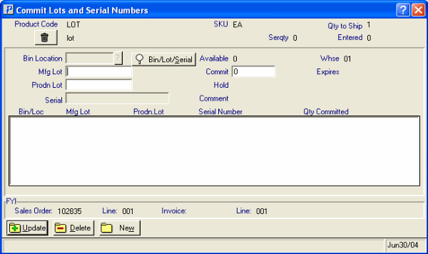 Commit Lots and Serial Numbers