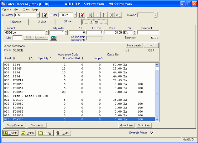  Order Entry-Lines 