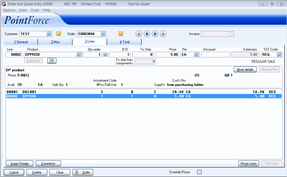  Order Entry-Lines 