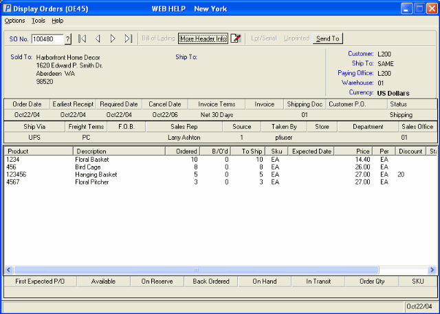 OE45 Display Orders