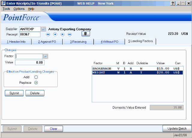 Landing Factors PO60