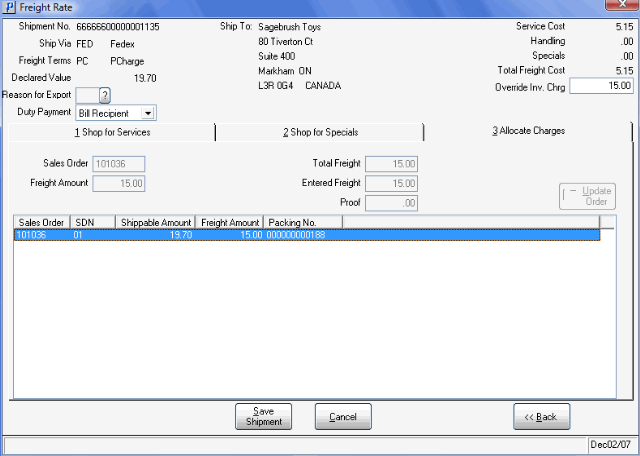 Allocate Freight folder