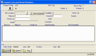 Commit Lots and Serial Numbers