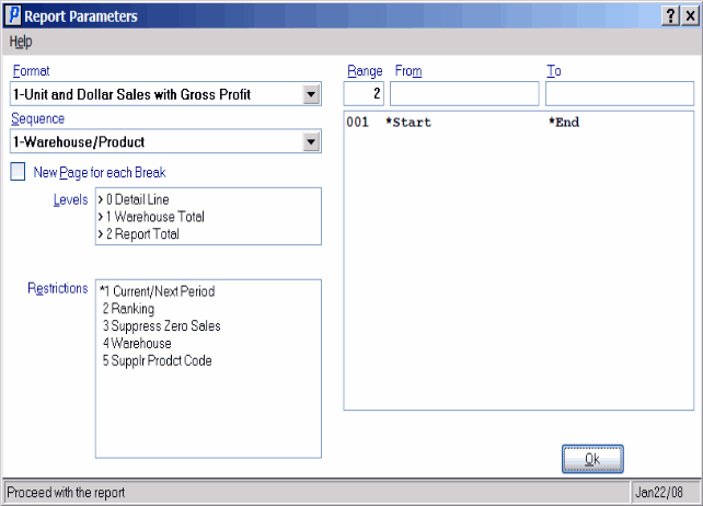 Print Product Sales Report (SA82)