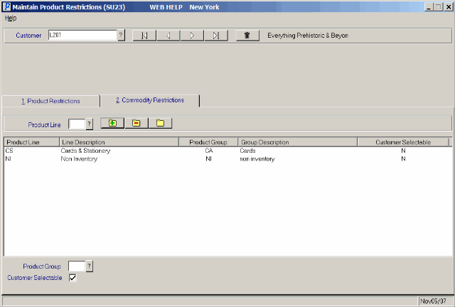 Maintain Product Restrictions (SU23)/Commodity Restrictions