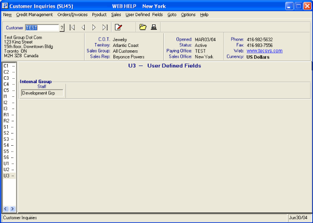 User Defined Fields