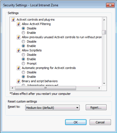 SecuritySettings IE11